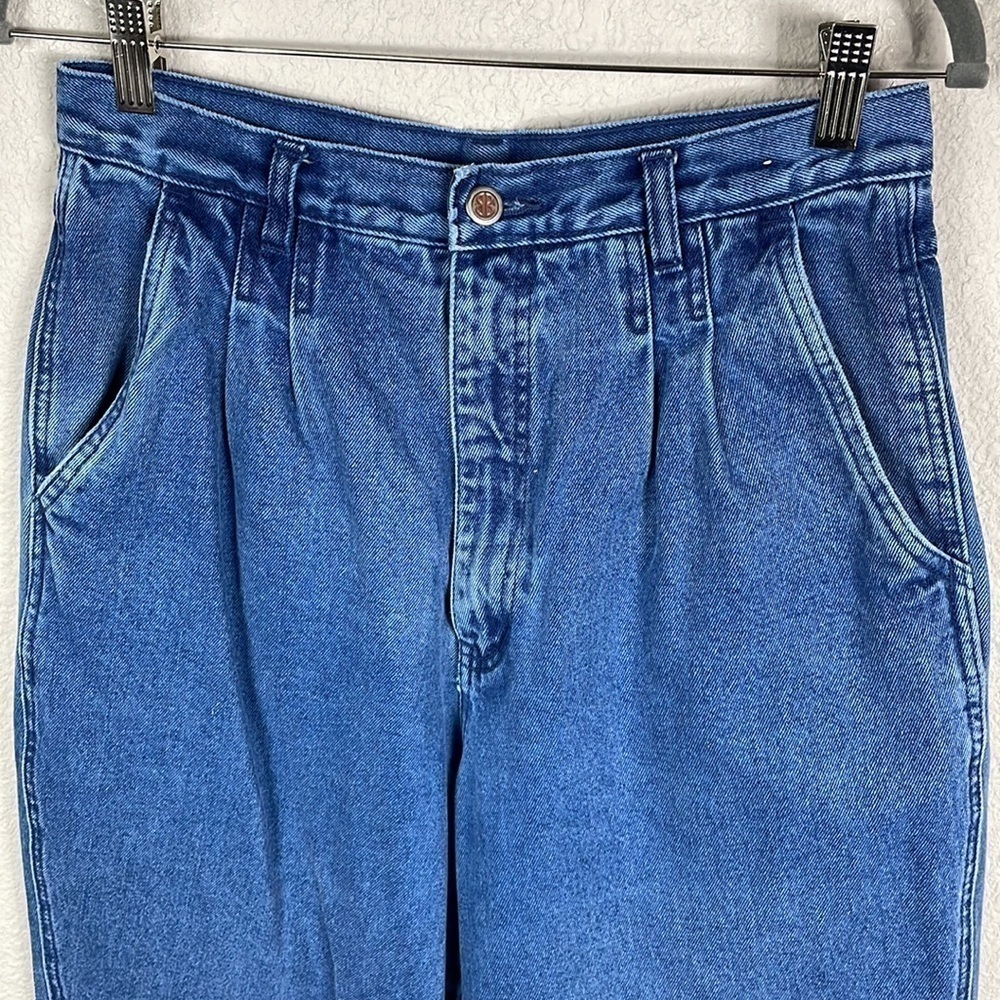 Vintage Bill Blass High Rise Pleat Front Mom Jeans Blue Rigid Denim - Picture 4 of 11